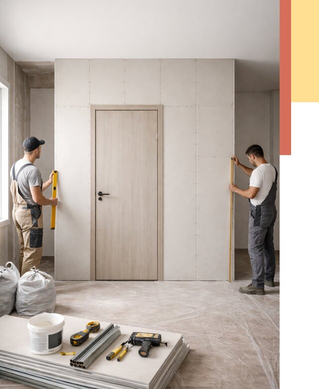 Перегородка из гипсокартона с дверью в октябрьском от 4661 руб. под ключ | ОТДЕЛОЧНИК-Ктб