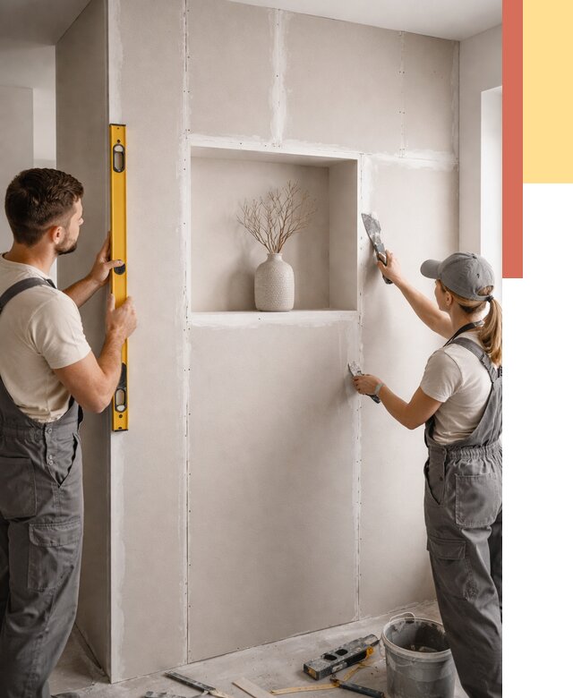 Перегородка из гипсокартона с нишей в октябрьском от 3366 руб. под ключ | ОТДЕЛОЧНИК-Ктб