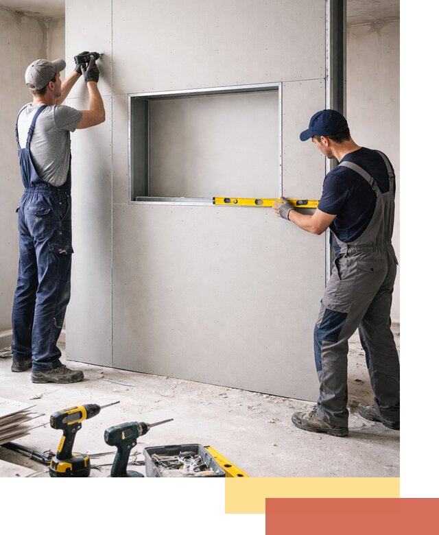 Перегородка из гипсокартона с нишей под декор в октябрьском