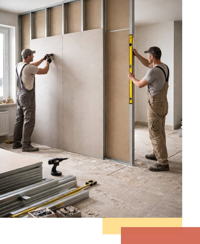 Зонирующая перегородка из гипсокартона под ключ в октябрьском