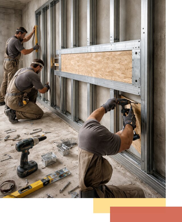 Усиленная перегородка для крепления тяжёлых конструкций в октябрьском