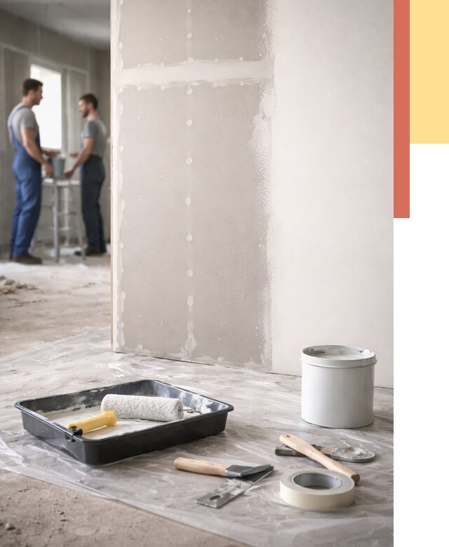 Покраска перегородок из гипсокартона в октябрьском от 4661 руб. под ключ | ОТДЕЛОЧНИК-Ктб