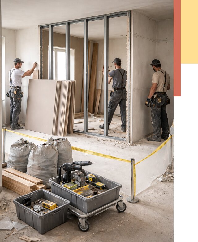 Перенос гипсокартонной перегородки в октябрьском под ключ от 4661 руб. | Демонтаж и монтаж – ОТДЕЛОЧНИК-Ктб