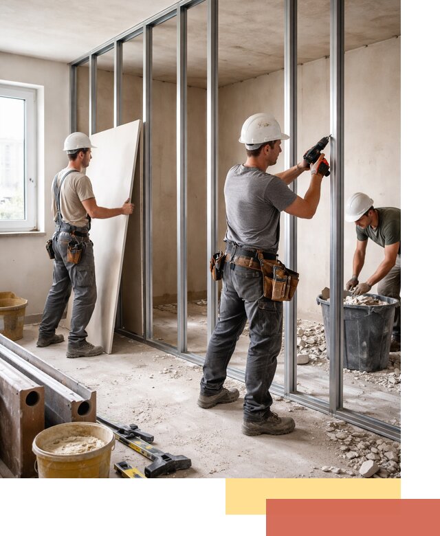 Перенос гипсокартонной перегородки в октябрьском профессионально и быстро