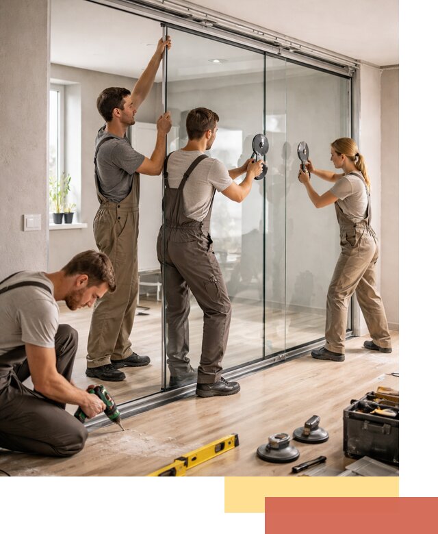 Изготовление стеклянных перегородок на заказ в октябрьском