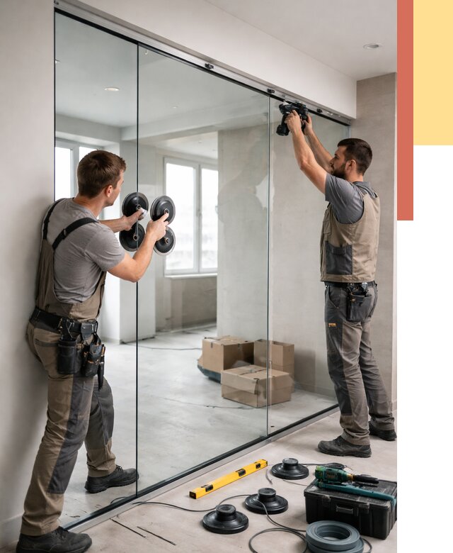 Монтаж стеклянных перегородок в октябрьском от 6732 руб. | ОТДЕЛОЧНИК-Ктб