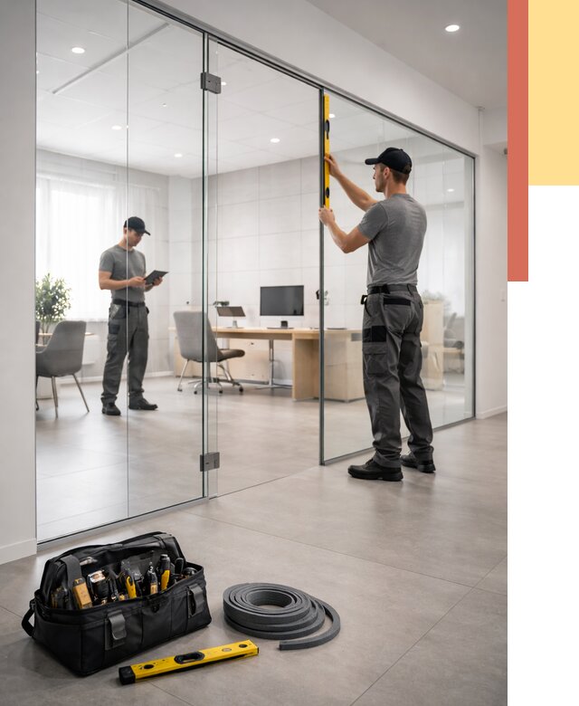 Цельностеклянные перегородки под ключ в октябрьском от 9839 руб. — монтаж и цены | ОТДЕЛОЧНИК-Ктб