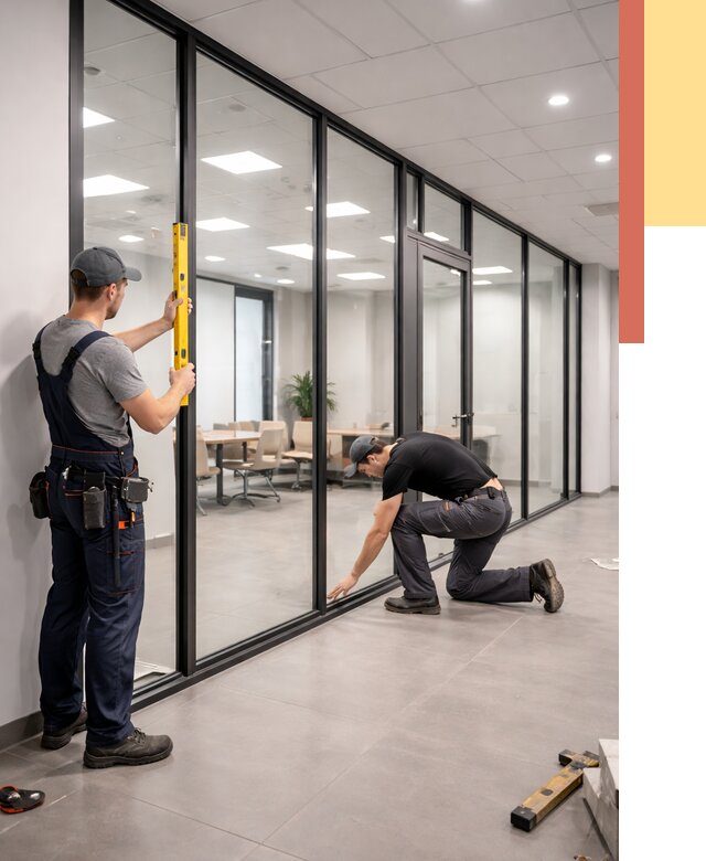 Каркасные стеклянные перегородки в октябрьском под ключ от 9528 руб. | ОТДЕЛОЧНИК-Ктб