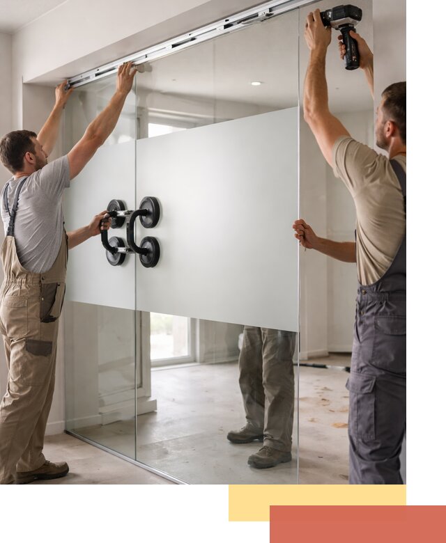 Матовые стеклянные перегородки под ключ в октябрьском