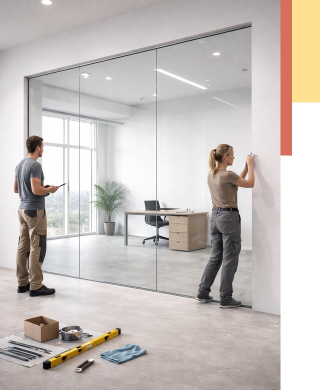 Перегородки из закаленного стекла в октябрьском от 9839 руб. под ключ | ОТДЕЛОЧНИК-Ктб