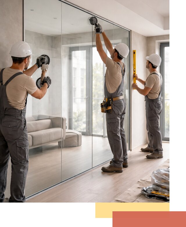 Перегородки из закаленного стекла в октябрьском для офисов и квартир