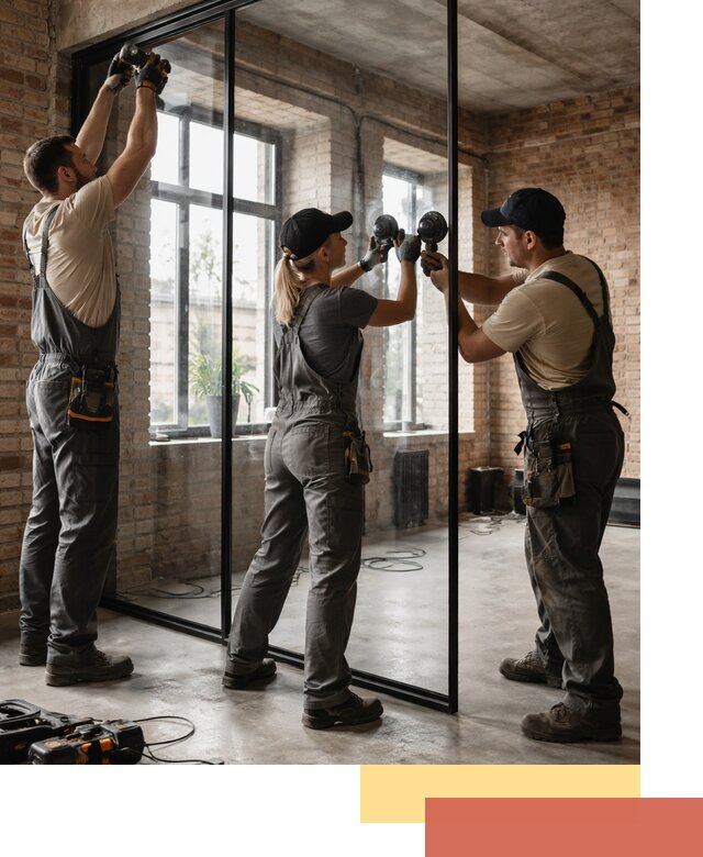 Стеклянные перегородки лофт — изготовление и монтаж в октябрьском