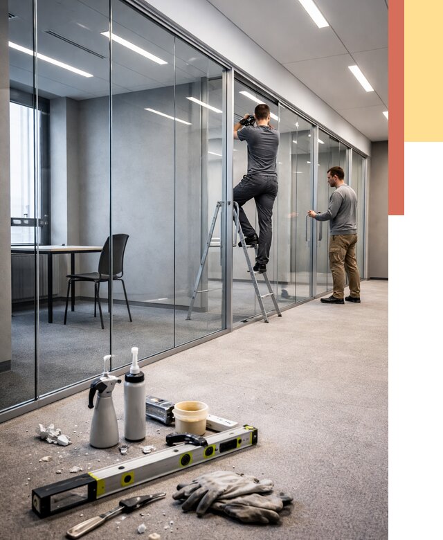 Стеклянные офисные перегородки в октябрьском от 8803 руб. — монтаж и установка | ОТДЕЛОЧНИК-Ктб