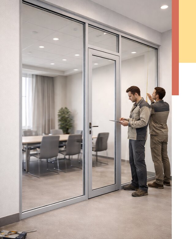 Установка и монтаж алюминиевых перегородок со стеклом в октябрьском от 8493 руб. | ОТДЕЛОЧНИК-Ктб