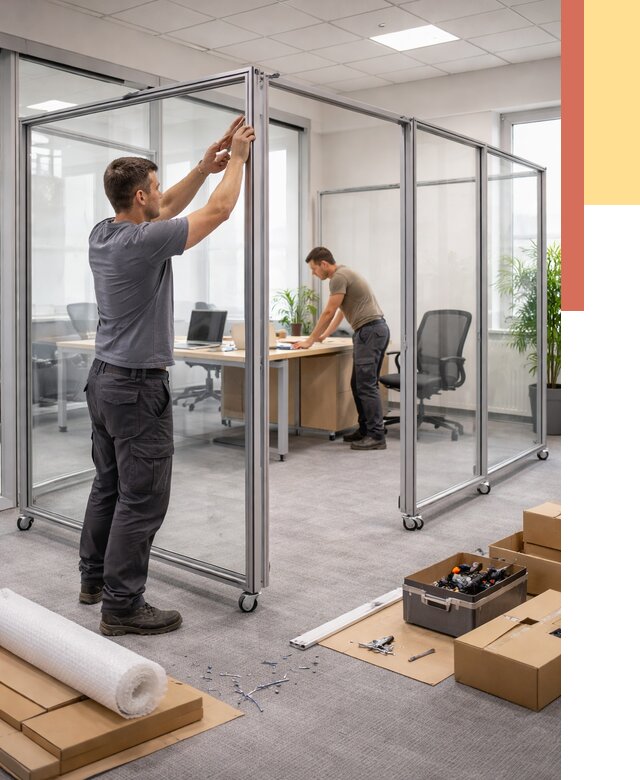 Мобильные офисные перегородки в октябрьском от 12946 руб. — установка под ключ | ОТДЕЛОЧНИК-Ктб