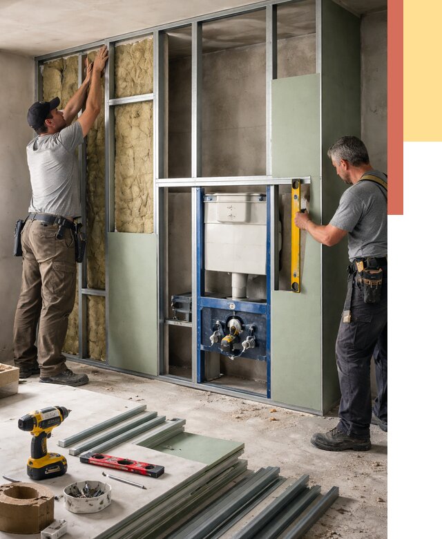 Установка сантехнических перегородок в октябрьском от 8803 руб. | ОТДЕЛОЧНИК-Ктб