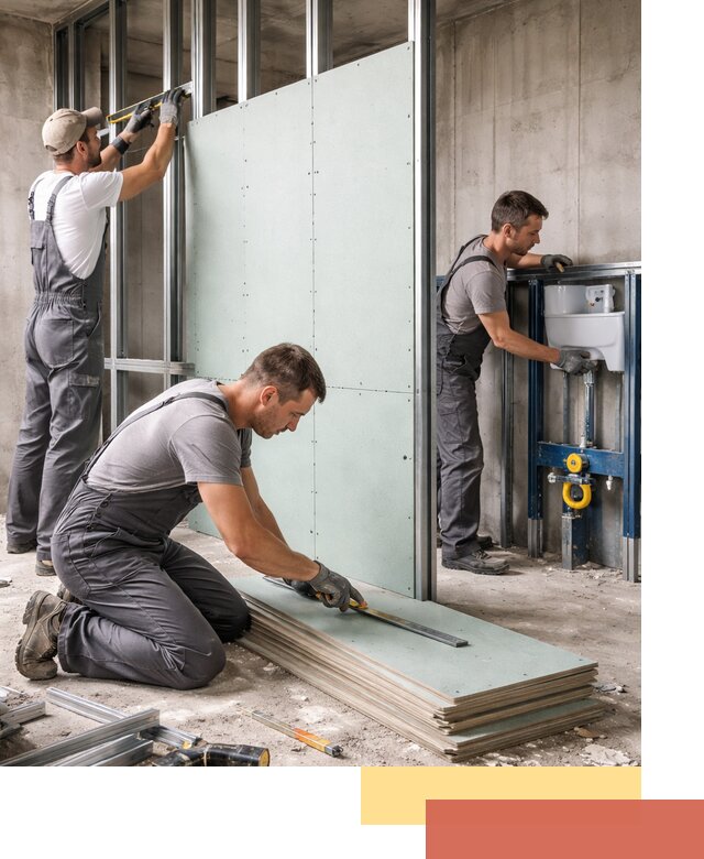 Монтаж и ремонт сантехнических перегородок в октябрьском