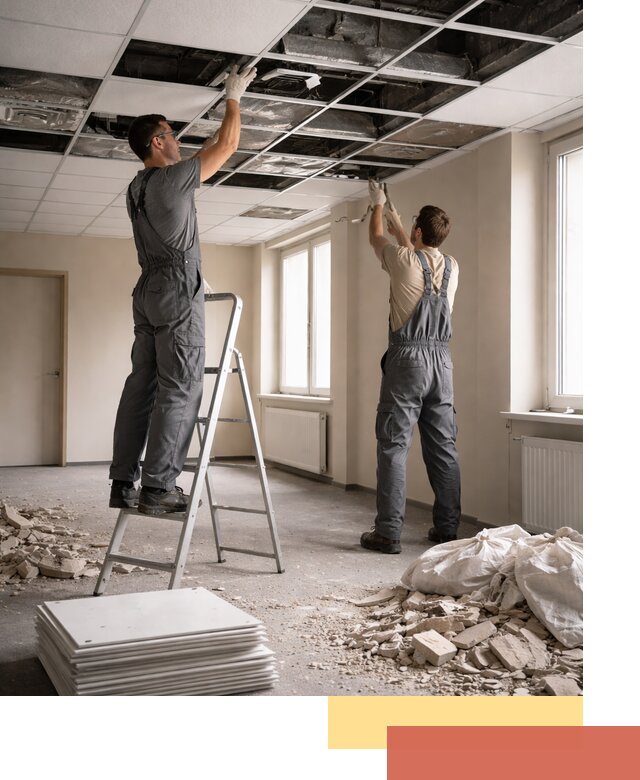 Демонтаж потолков Армстронг профессионально в октябрьском