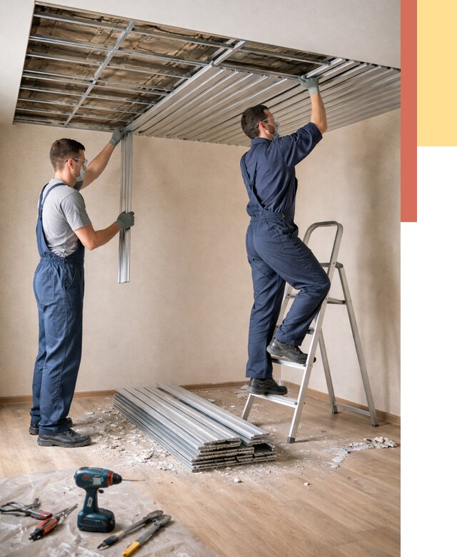 Демонтаж реечного потолка в октябрьском от 4661 руб. быстро и недорого | ОТДЕЛОЧНИК-Ктб