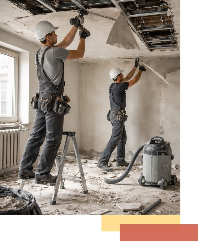 Демонтаж гипсокартонного потолка в октябрьском быстро и аккуратно