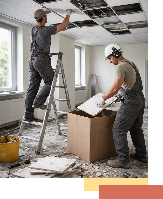 Демонтаж потолочной плитки в октябрьском быстро и аккуратно