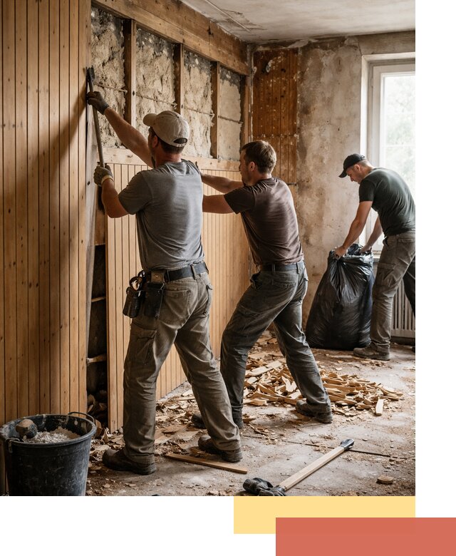 Демонтаж вагонки и вывоз материалов в октябрьском