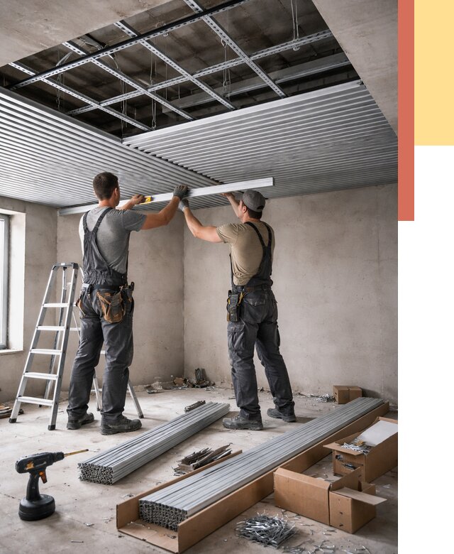 Монтаж реечного потолка в октябрьском от 4661 руб. под ключ | ОТДЕЛОЧНИК-Ктб