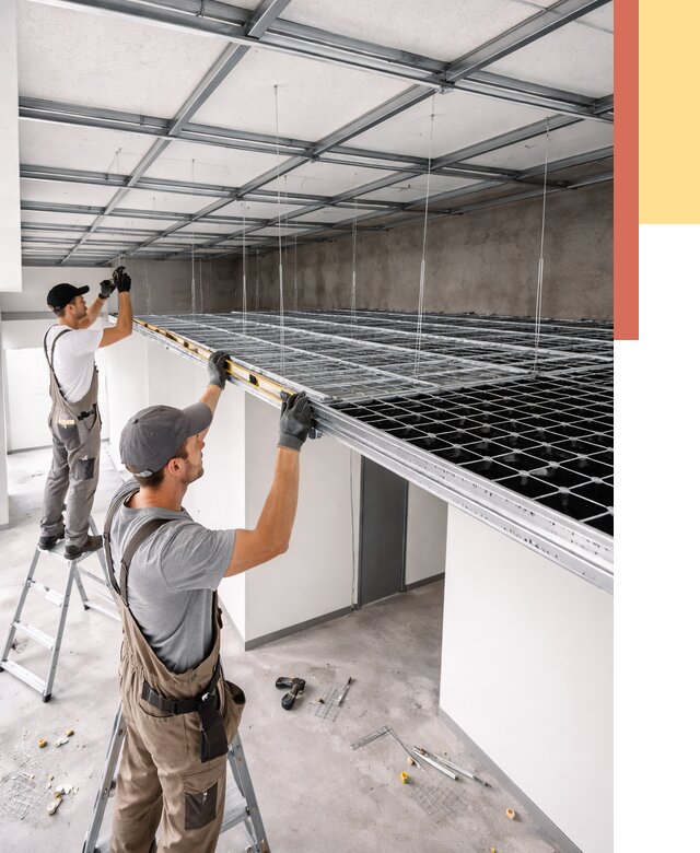 Монтаж потолка грильято в октябрьском от 466 руб./м² — быстрая сборка под ключ | ОТДЕЛОЧНИК-Ктб