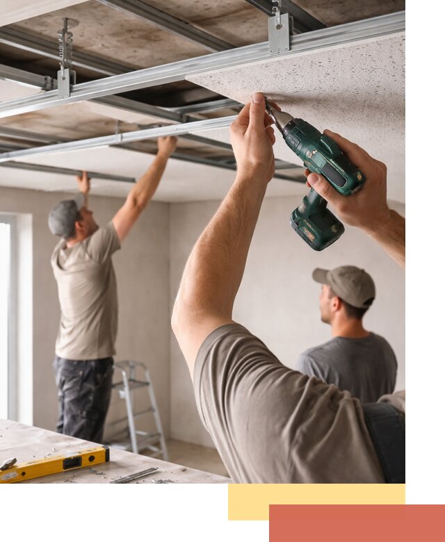 Монтаж акустического потолка в октябрьском под ключ