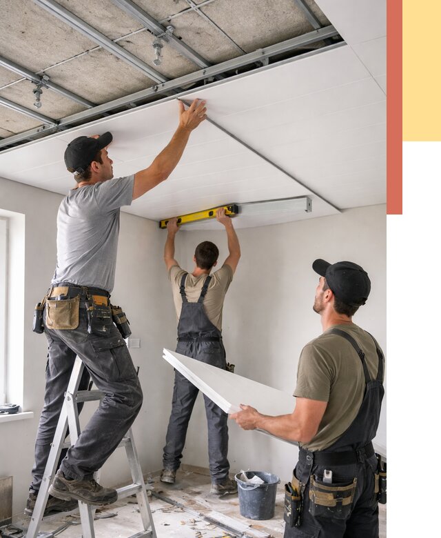 Монтаж потолка из ПВХ панелей в октябрьском от 3625 руб./м2 — быстро и недорого | ОТДЕЛОЧНИК-Ктб