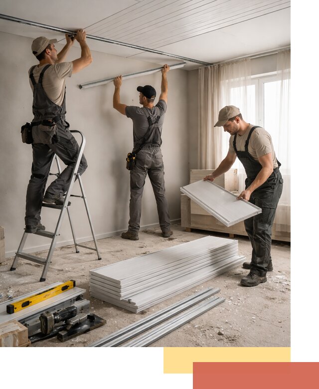 Монтаж потолка из ПВХ панелей в октябрьском оперативно и качественно