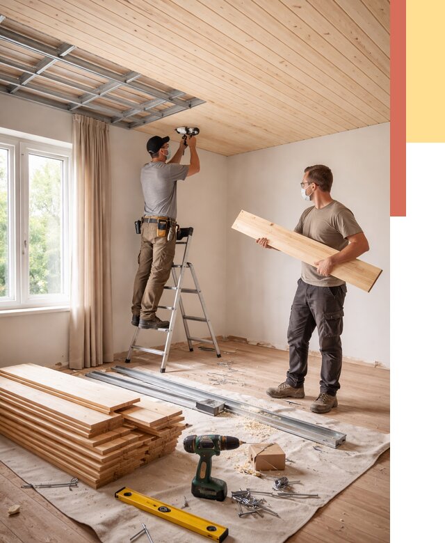 Монтаж потолка из вагонки в октябрьском от 6732 руб. | Быстро и недорого — ОТДЕЛОЧНИК-Ктб