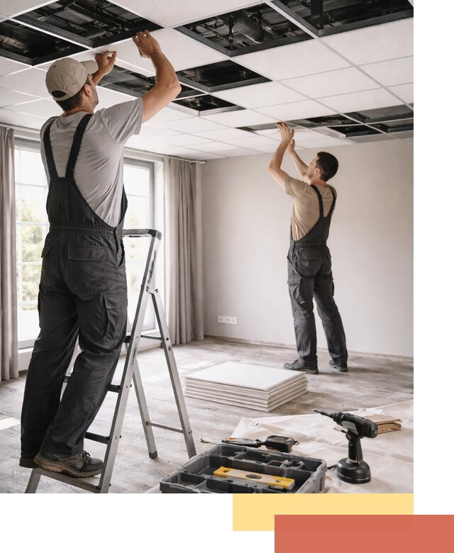 Замена плит подвесного потолка в октябрьском быстро и качественно