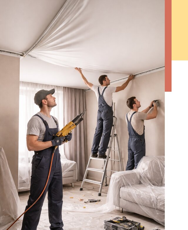 Установка натяжного потолка в октябрьском от 4661 руб. | Быстро и недорого — ОТДЕЛОЧНИК-Ктб