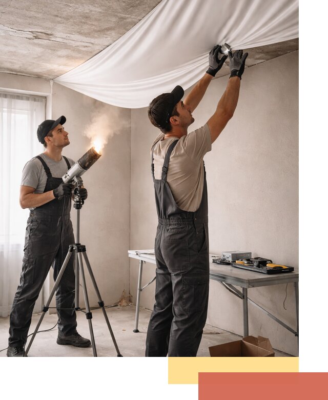 Установка натяжного потолка под ключ в октябрьском