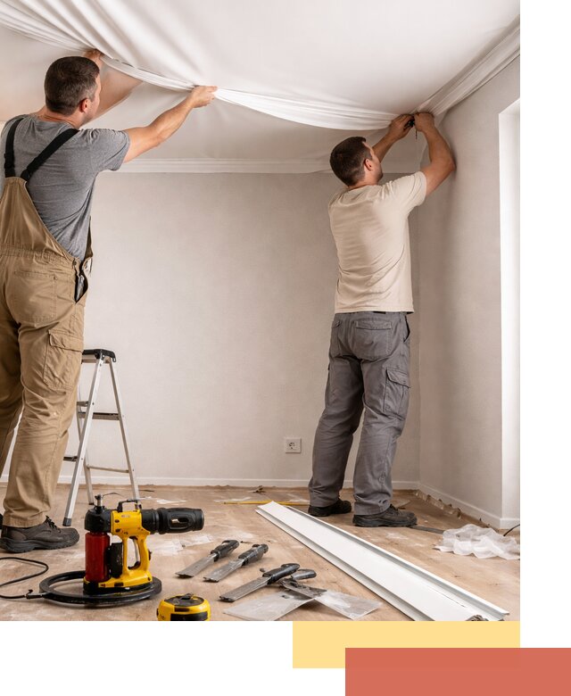 Монтаж ПВХ натяжного потолка в октябрьском качественно и быстро