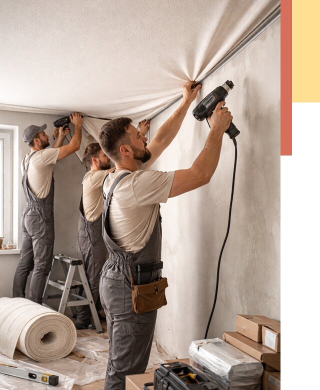 Монтаж фактурного натяжного потолка в октябрьском от 777 руб. — ОТДЕЛОЧНИК-Ктб