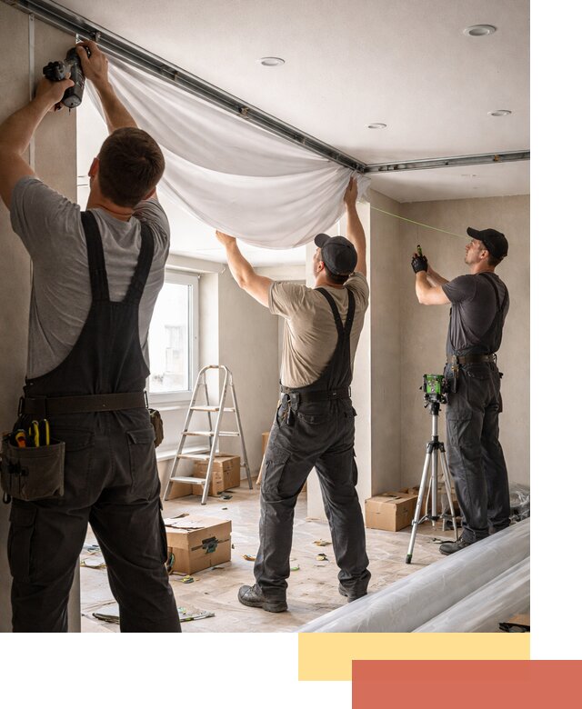 Монтаж парящего натяжного потолка под ключ в октябрьском