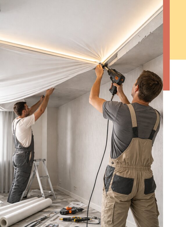 Монтаж натяжного потолка с подсветкой в октябрьском от 984 руб. | ОТДЕЛОЧНИК-Ктб