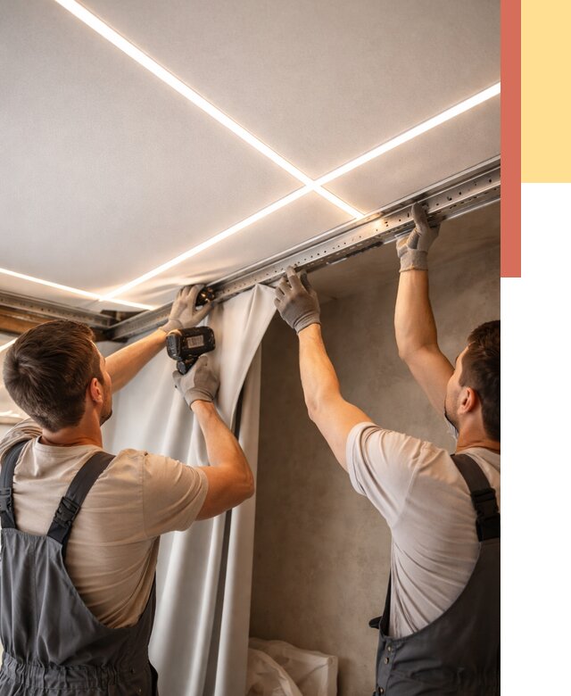 Монтаж натяжного потолка со световыми линиями в октябрьском от 1243 руб. | ОТДЕЛОЧНИК-Ктб