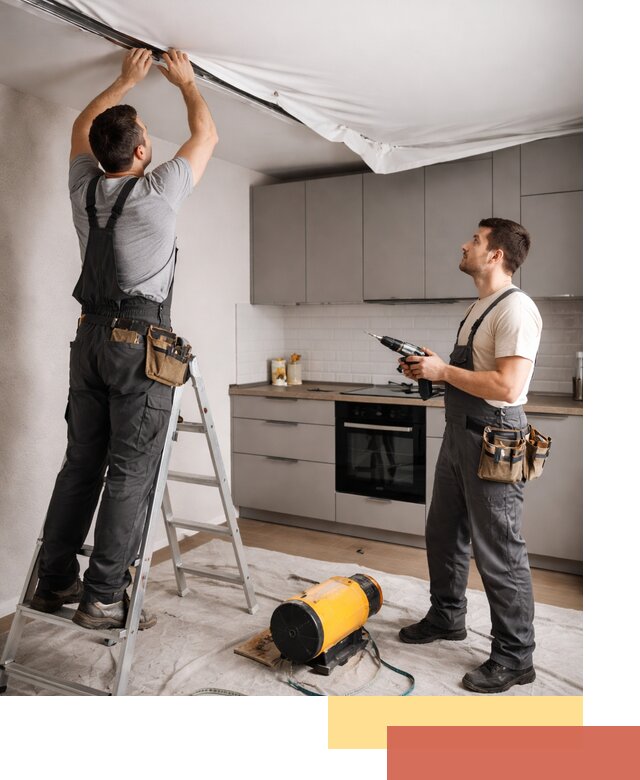 Монтаж натяжного потолка на кухне в октябрьском