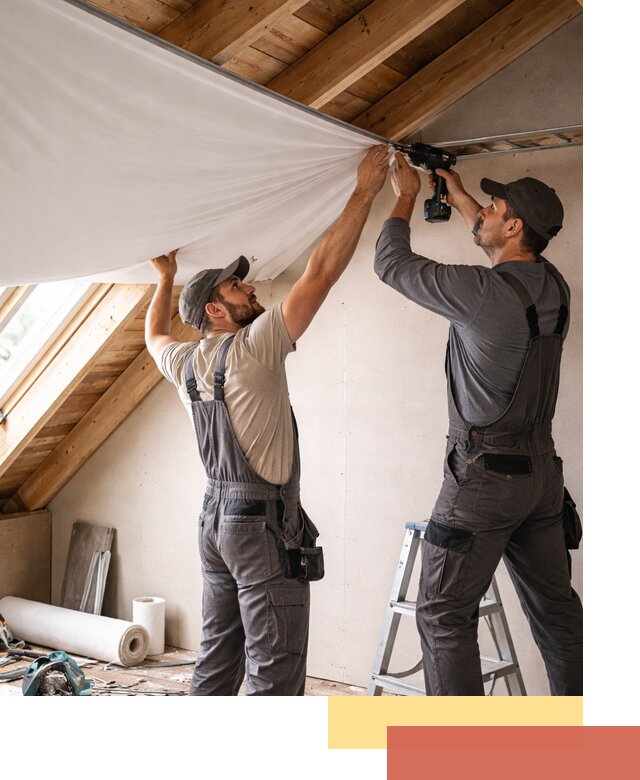 Монтаж натяжного потолка в мансарде в октябрьском