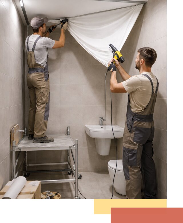 Монтаж натяжного потолка в санузле в октябрьском