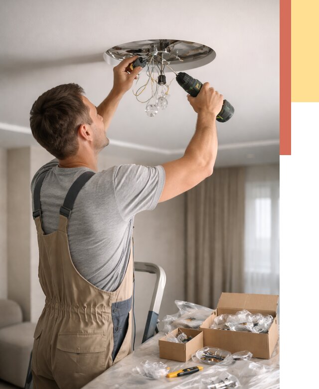 Установка люстры в натяжной потолок в октябрьском от 1243 руб. | Быстро и недорого — ОТДЕЛОЧНИК-Ктб