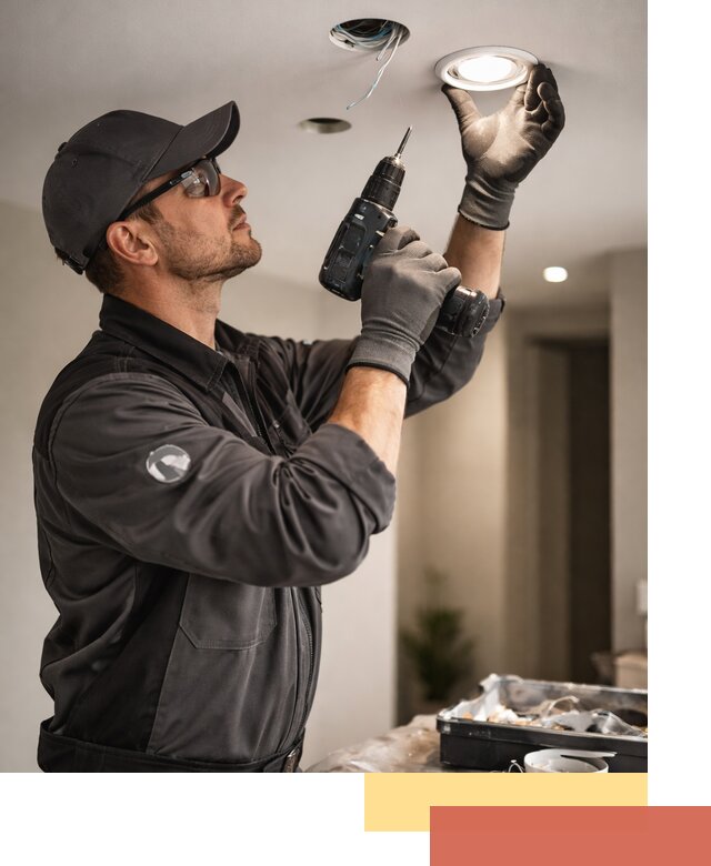 Установка точечных светильников в натяжной потолок в октябрьском