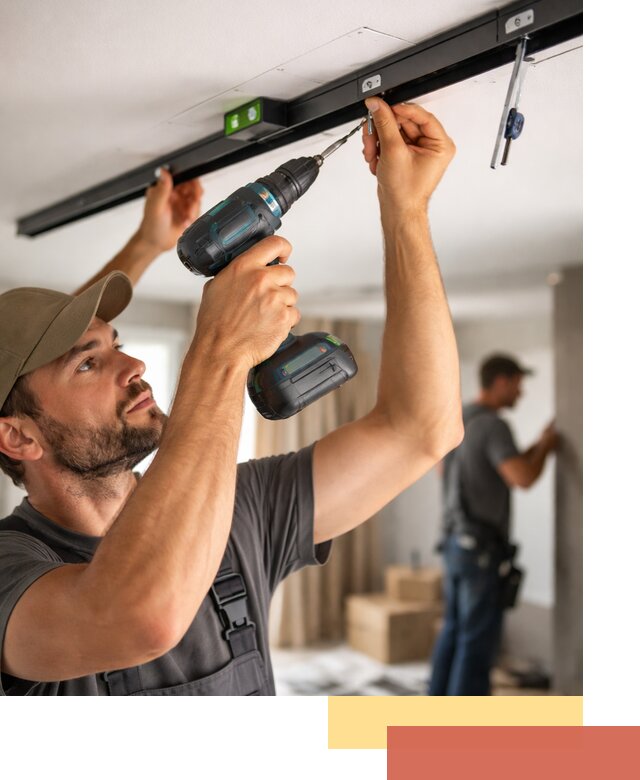 Установка трековых светильников в натяжной потолок в октябрьском