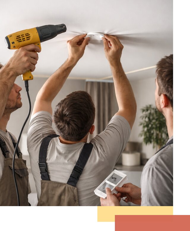 Ремонт прокола полотна натяжного потолка в октябрьском