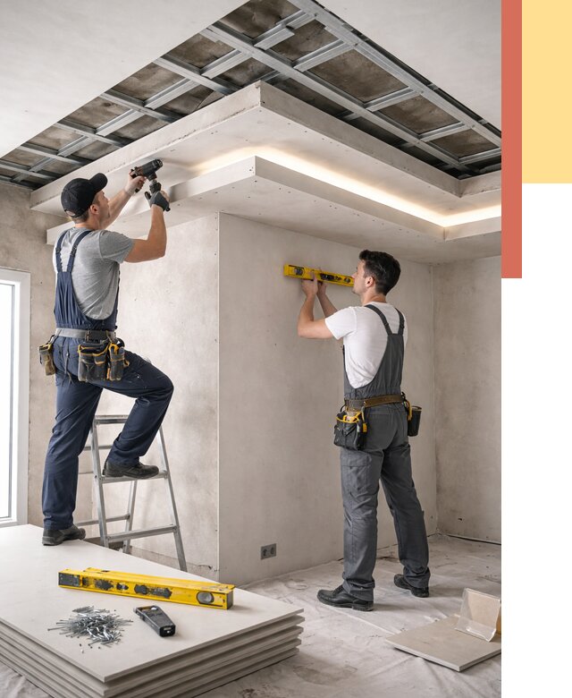 Двухуровневый потолок из гипсокартона в октябрьском от 1502 руб. под ключ | ОТДЕЛОЧНИК-Ктб