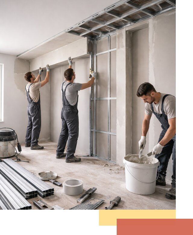 Монтаж потолка из гипсокартона с нишей в октябрьском