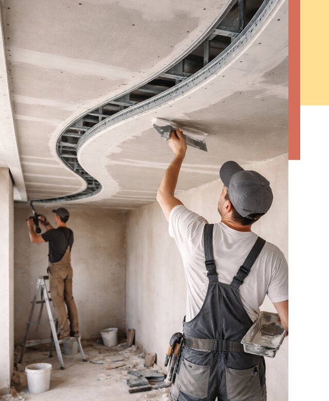 Криволинейный потолок из гипсокартона в октябрьском от 2175 руб./м2 | ОТДЕЛОЧНИК-Ктб